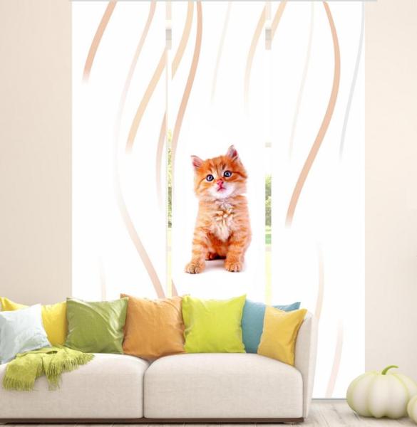 Lion Katzenbaby Flächenvorhang - 3teiliges Set Flächenvorhang 3er Set, Schiebegardine, Schiebegardinen, blickdicht, Flächenvorhang blickdicht, Schiebevorhang,